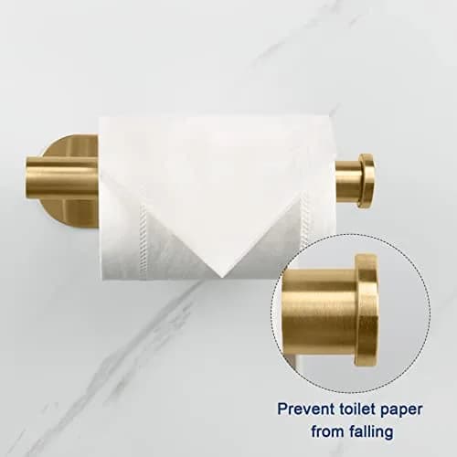 NearMoon Self Adhesive Toilet Paper Holder Brushed Gold | Rustproof SUS304 Stainless Steel No Drilling thumbnail 3