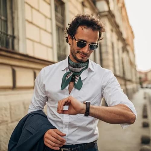 GERINLY Plaid Satin Neckerchief 70cm (27.5 inches) | Urban Style Hair Scarf for Travel thumbnail 3