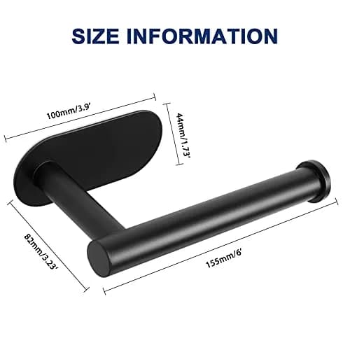 NearMoon Self Adhesive Toilet Paper Holder Matte Black | Rustproof SUS304 Stainless Steel, No Drilling Required thumbnail 4