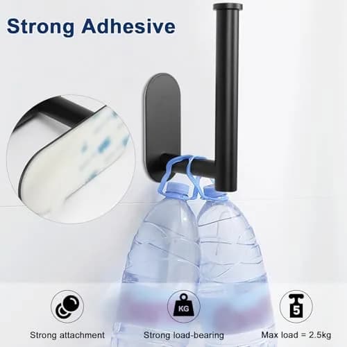NearMoon Self Adhesive Toilet Paper Holder Matte Black | Rustproof SUS304 Stainless Steel, No Drilling Required thumbnail 5