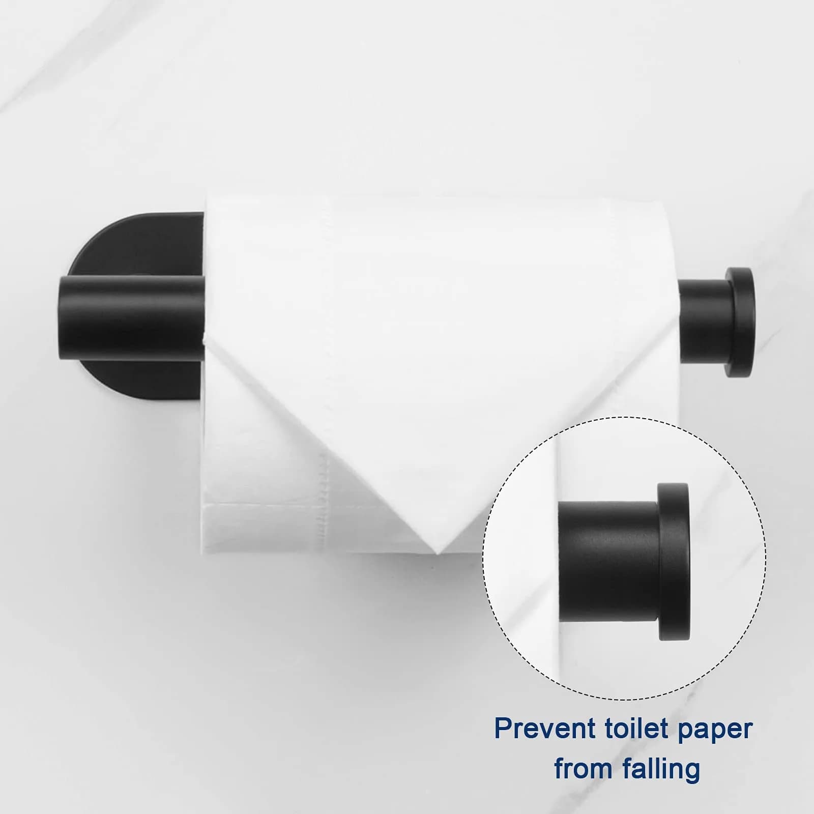 NearMoon Self Adhesive Toilet Paper Holder Matte Black | Rustproof SUS304 Stainless Steel, No Drilling Required - view 6