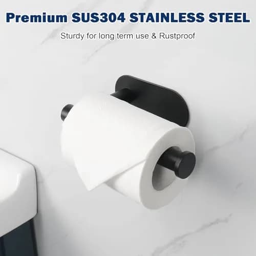 NearMoon Self Adhesive Toilet Paper Holder Matte Black | Rustproof SUS304 Stainless Steel, No Drilling Required thumbnail 2