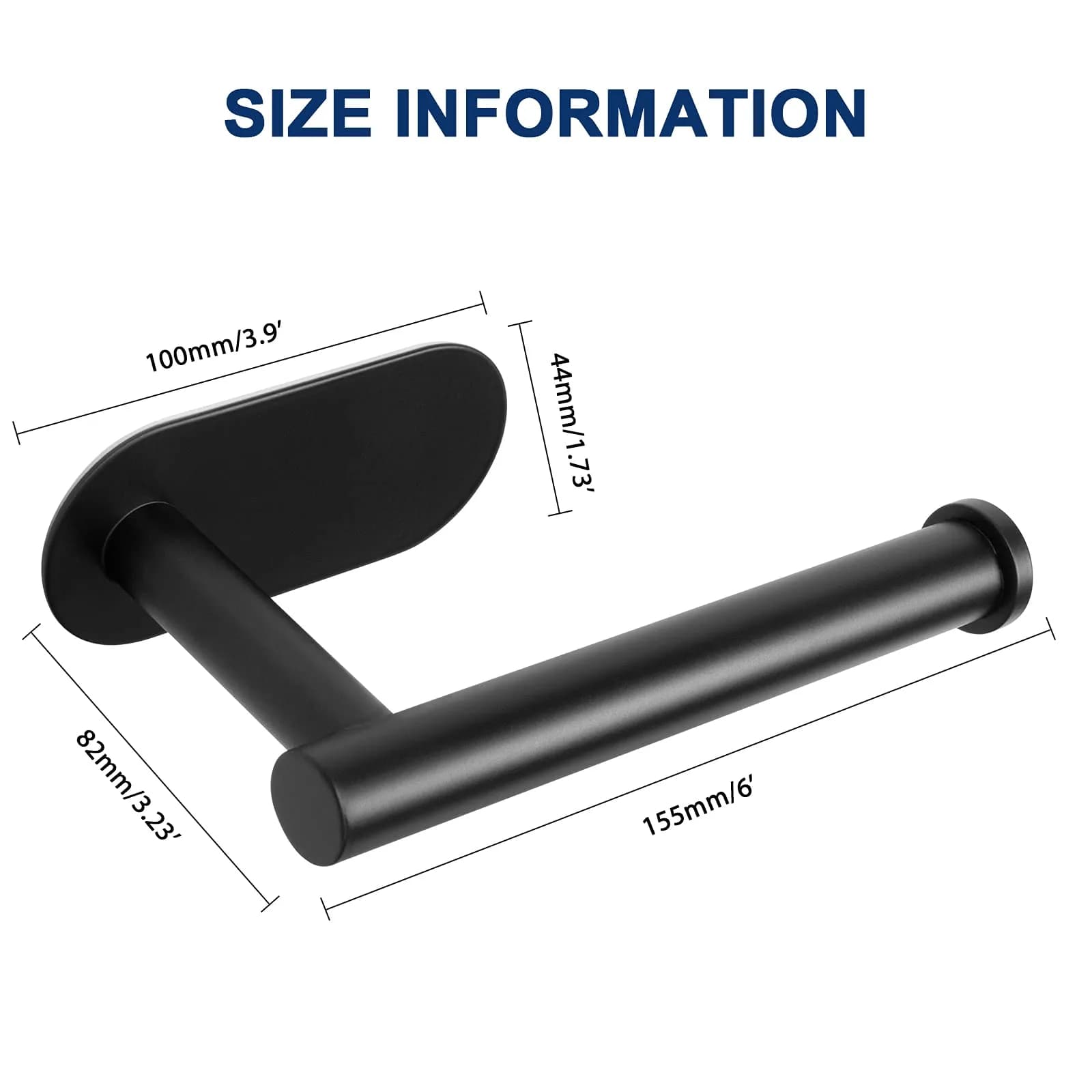 NearMoon Self Adhesive Toilet Paper Holder Matte Black | Rustproof SUS304 Stainless Steel, No Drilling Required - view 4