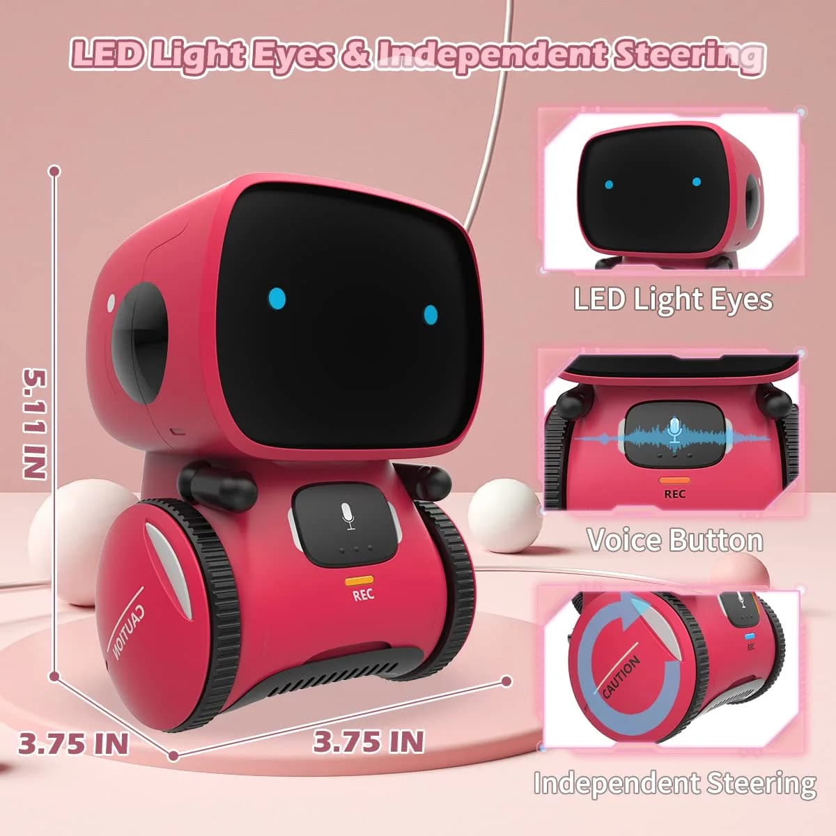 KaeKid Interactive Smart Robot Toy for Girls 3-5 Years, Voice Control, Singing, Dancing, Repeating, Recording, 13.1cm (5.1 Inch) | Educational STEM Toy - view 2