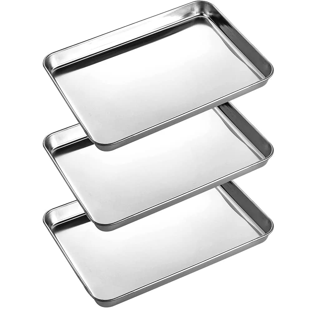 LabAider 3 Pack Stainless Steel Dental Procedure Tray 21.8cm x 15.2cm x 2cm | Professional Lab Instrument Trays - main product image