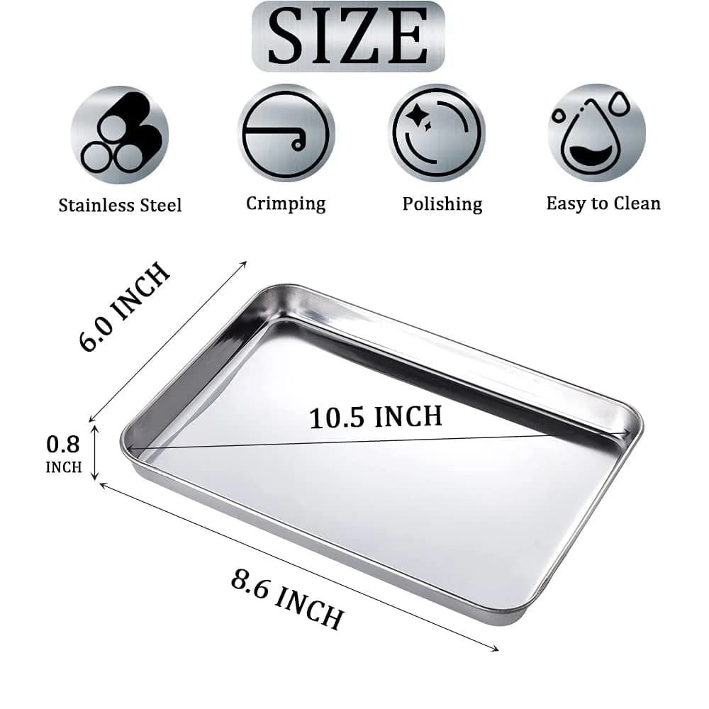LabAider 3 Pack Stainless Steel Dental Procedure Tray 21.8cm x 15.2cm x 2cm | Professional Lab Instrument Trays - view 2