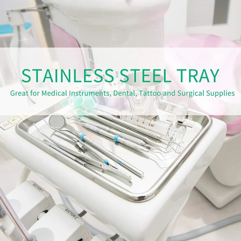 LabAider 3 Pack Stainless Steel Dental Procedure Tray 21.8cm x 15.2cm x 2cm | Professional Lab Instrument Trays - view 3