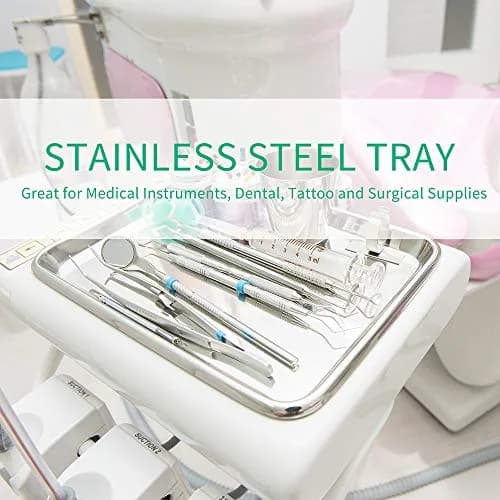 LabAider 3 Pack Stainless Steel Dental Procedure Tray 21.8cm x 15.2cm x 2cm | Professional Lab Instrument Trays thumbnail 3