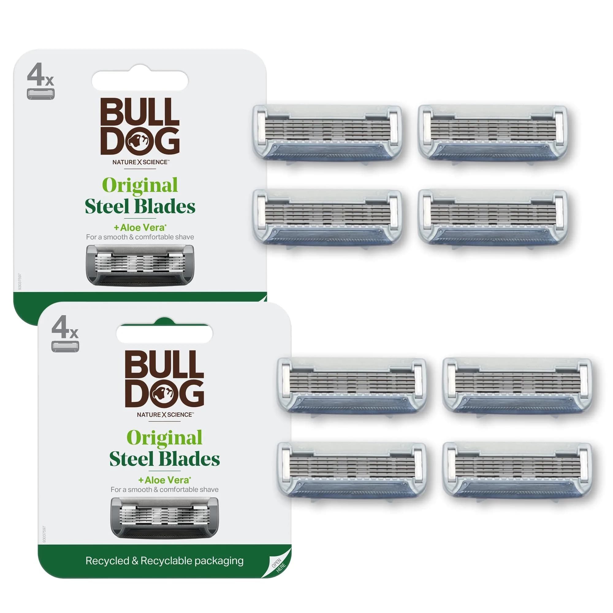 Bulldog Mens Skincare and Grooming Razor Blades Refill 8 Count | 5 Steel Blades for Close Shave — Original