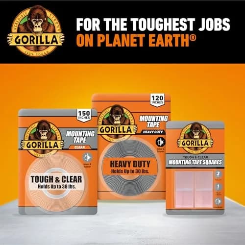 Gorilla Heavy Duty Double Sided Mounting Tape 1" x 120" (12-Pack, Clear) | Weatherproof Industrial Strength thumbnail 9