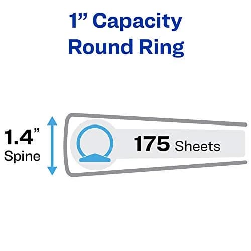 Avery Standard 3 Ring Binder, 1" Round Rings, 4 Black Binders | 175 Sheet Capacity, Tear-Resistant Cover thumbnail 2