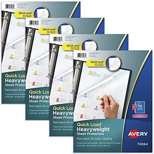 Avery Diamond Clear Page Protectors for 3 Ring Binders, 10 Document Protectors Per Pack, 40 Total (4-Pack) | Heavy Duty Letter Size thumbnail 1