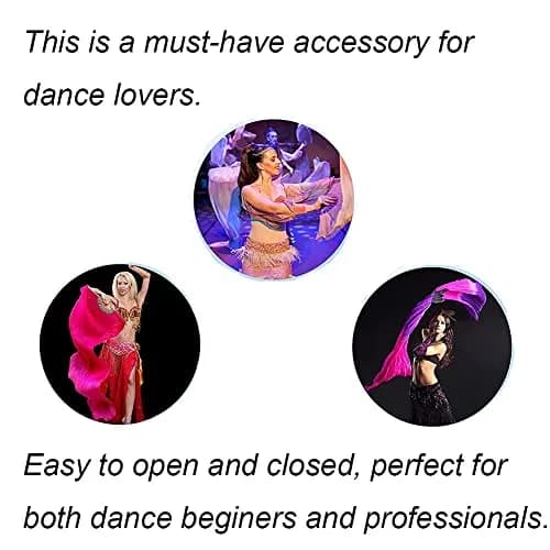 Nimiman Women 1 Pair Silk Belly Dance Fan Veil 180cm Length 90cm Width | Hand-Made Silk Performance Accessory thumbnail 4