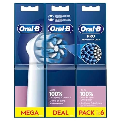 Oral-B Pro Sensitive Clean Electric Toothbrush Head, X-Shaped & Extra Soft Bristles, Pack of 6 | Gentle Plaque Removal thumbnail 1