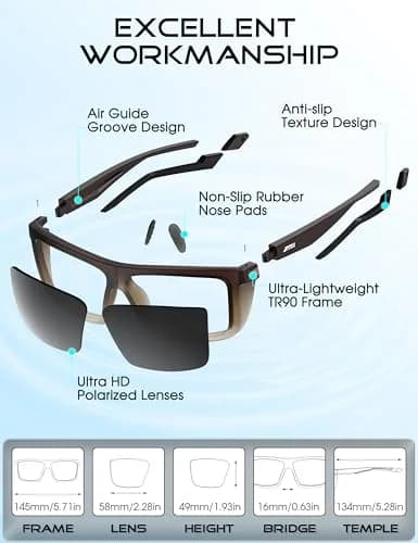 ATTCL Polarized Fishing Sunglasses Men Anti Glare TR90 Wrap Around UV400 | Outdoor Performance & Style thumbnail 6