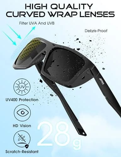 ATTCL Polarized Fishing Sunglasses for Men - TR90 Wrap Around UV400 with Anti-Glare Lens | 58mm (2.28 in) thumbnail 4