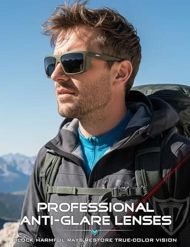 ATTCL Polarized Fishing Sunglasses Men TR90 Wrap Around UV400 | Anti-Glare Square Frame, 58mm Lens Width thumbnail 3