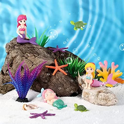 Jetec 13 Pcs Mermaid Fish Tank Decor Set | Aquarium Ornaments for Fish & Aquascaping thumbnail 1