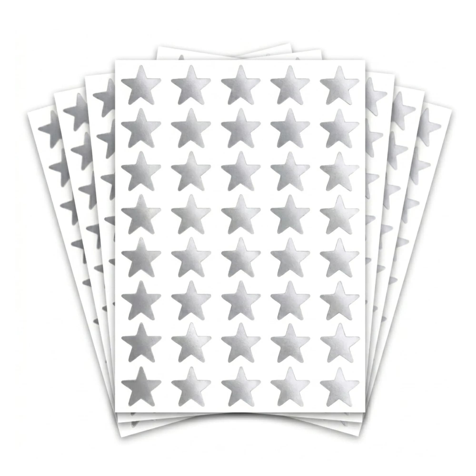 TownStix Silver Foil Star Metallic Stickers 1000 Pack | Permanent Adhesive for Crafts — Silver