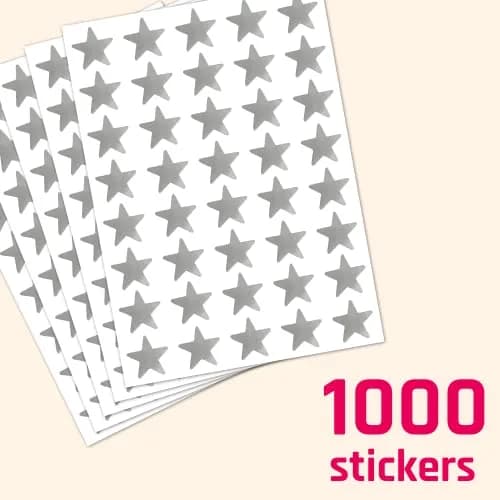 TownStix Silver Foil Star Metallic Stickers 1000 Pack | Permanent Adhesive for Crafts thumbnail 4