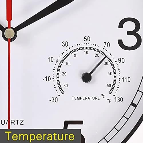 Vigorwise 8 Inch White Wall Clock Silent Wall Clocks with Temperature | Modern Home Decor with Thermo-Hygrometer thumbnail 7