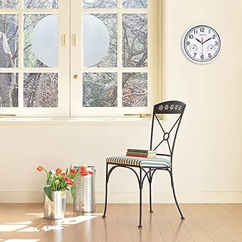 Vigorwise 8 Inch White Wall Clock Silent Wall Clocks with Temperature | Modern Home Decor with Thermo-Hygrometer thumbnail 2
