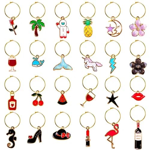 Macepason 24 Pieces Glass Charms & Markers | Assorted Designs for Parties & Holidays thumbnail 1