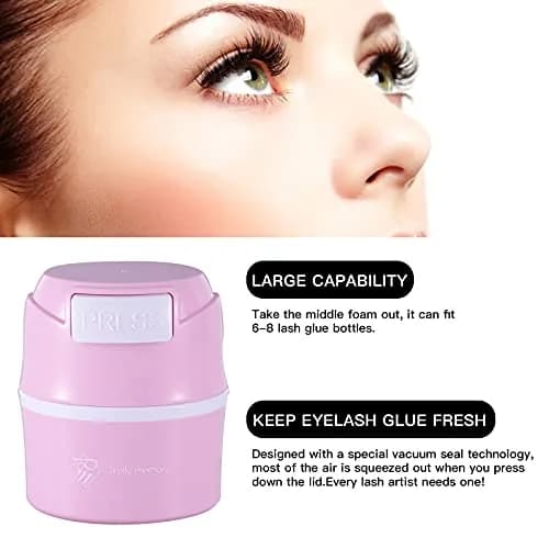 Pretty memory Airtight Eyelash Glue Storage Container Pink | Keeps Lash Glue Fresh thumbnail 6