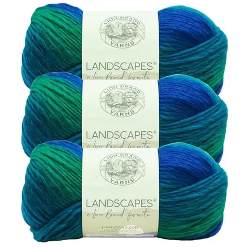 Lion Brand Landscapes Crochet Yarn Blue Lagoon 3 Pack | Self-Striping Gradient Colors for Knitting & Crochet thumbnail 1