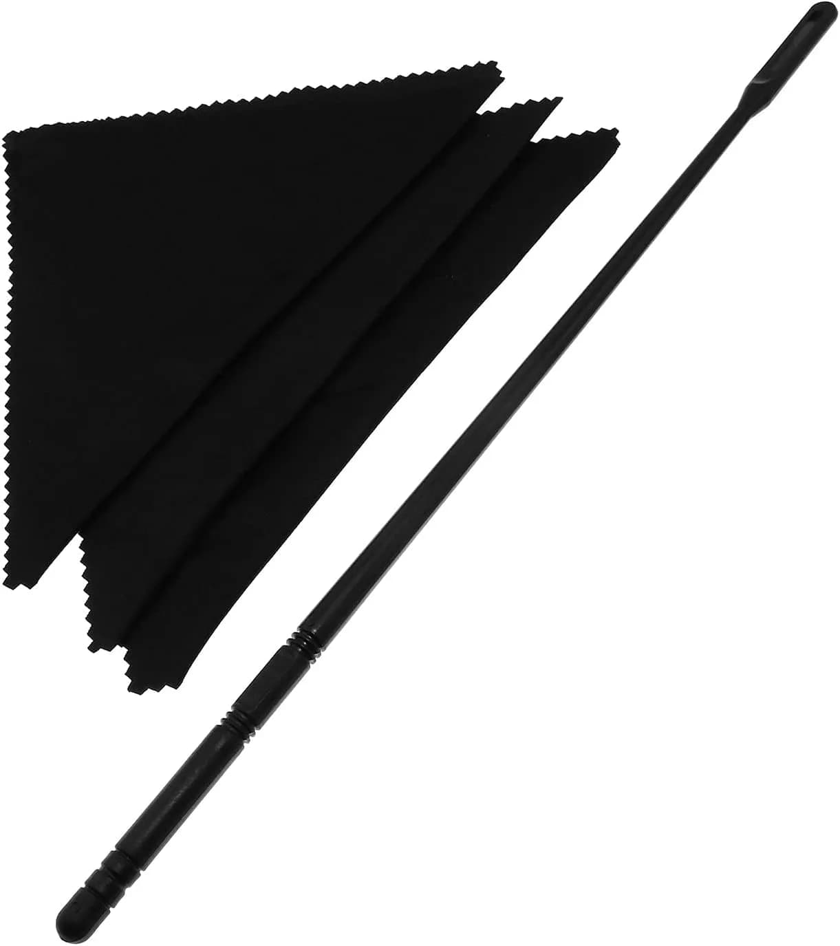 Ergonflow Flute Cleaning Kit with 3 Swabs & Cloth | Easy Interior Care for Most Flutes & Piccolos — Black