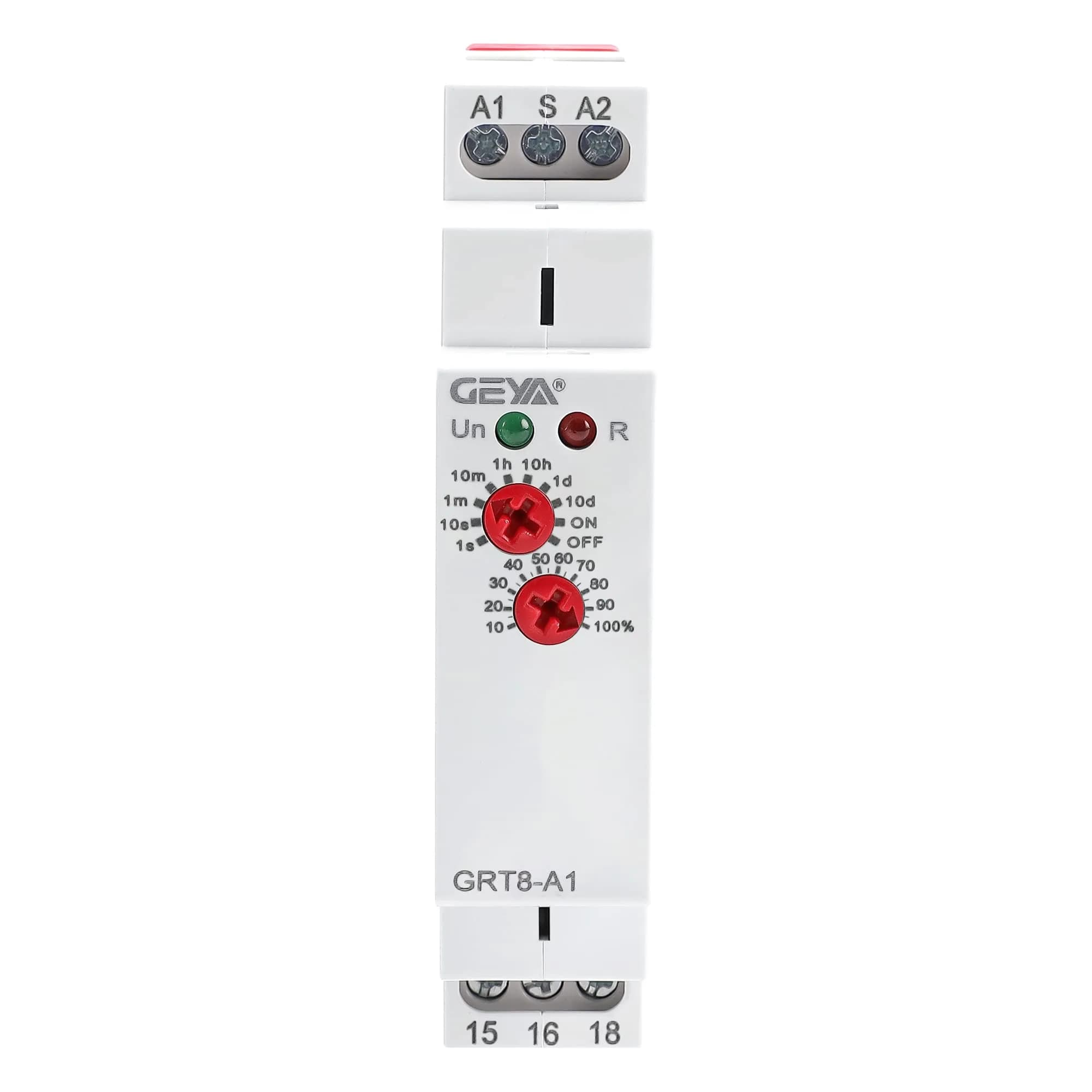GEYA GRT8-A1 Single Function Delay On Timer Relay 230V AC | 16A Output, DIN Rail Mount — AC230V