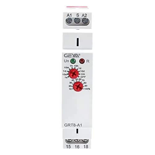 GEYA GRT8-A1 Single Function Delay On Timer Relay 230V AC | 16A Output, DIN Rail Mount thumbnail 1