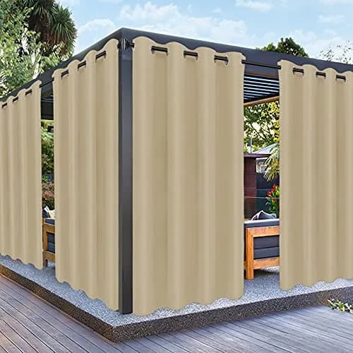 PureFit Waterproof Outdoor Curtains for Patio, 132cm x 213cm (52"W x 84"L) | UV Resistant Porch, Pergola, Balcony, Gazebo Curtains Sun Filtering Privacy Blinds thumbnail 1