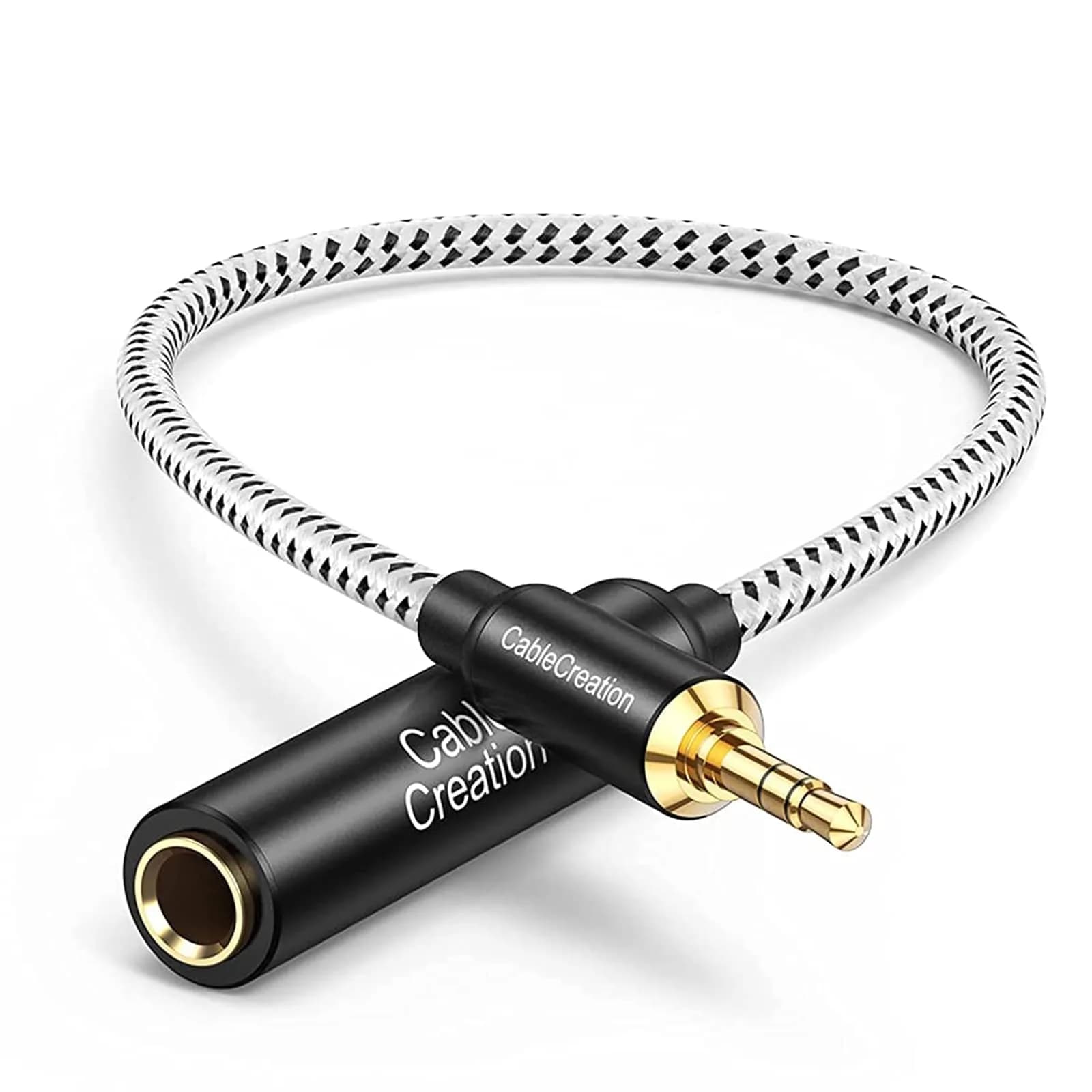 CableCreation 1/4 inch to 3.5mm Audio Adapter Cable 0.3m (1ft) | TRS Stereo Connector for Amplifiers, Guitars, Headphones — 0.3 Meter