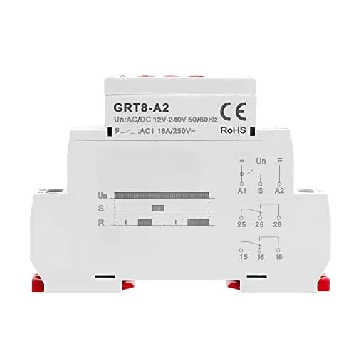 GEYA GRT8-A2 Single Function Time Delay Relay AC/DC12-240V | 16A Adjustable Power ON Timer with DIN Rail Mount thumbnail 2