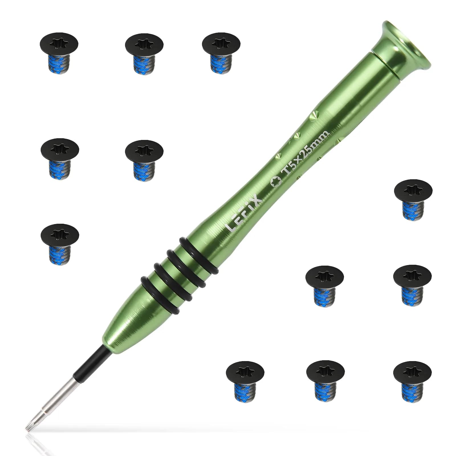 LeFix Gold M2x3 Torx T5 Screws (12-Pack) with T5 Screwdriver | Steel 410 Screws for Dell XPS, Razer Blade, HP Envy — Black