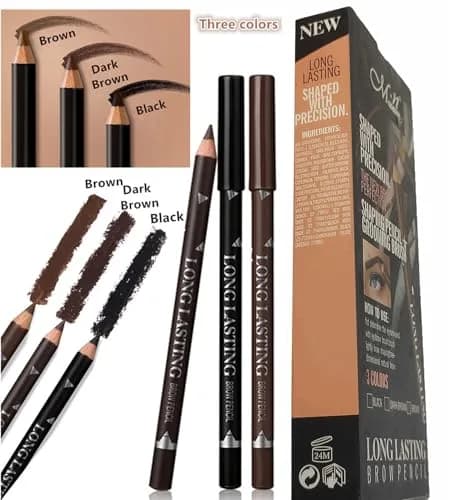 Go Ho Eyebrow & Eye Liner Pencil Set | Sweatproof, Long-lasting, 3 Colors (Black, Brown, Dark Brown) thumbnail 8