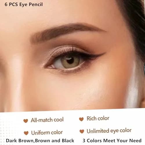 Go Ho Eyebrow & Eye Liner Pencil Set | Sweatproof, Long-lasting, 3 Colors (Black, Brown, Dark Brown) thumbnail 2