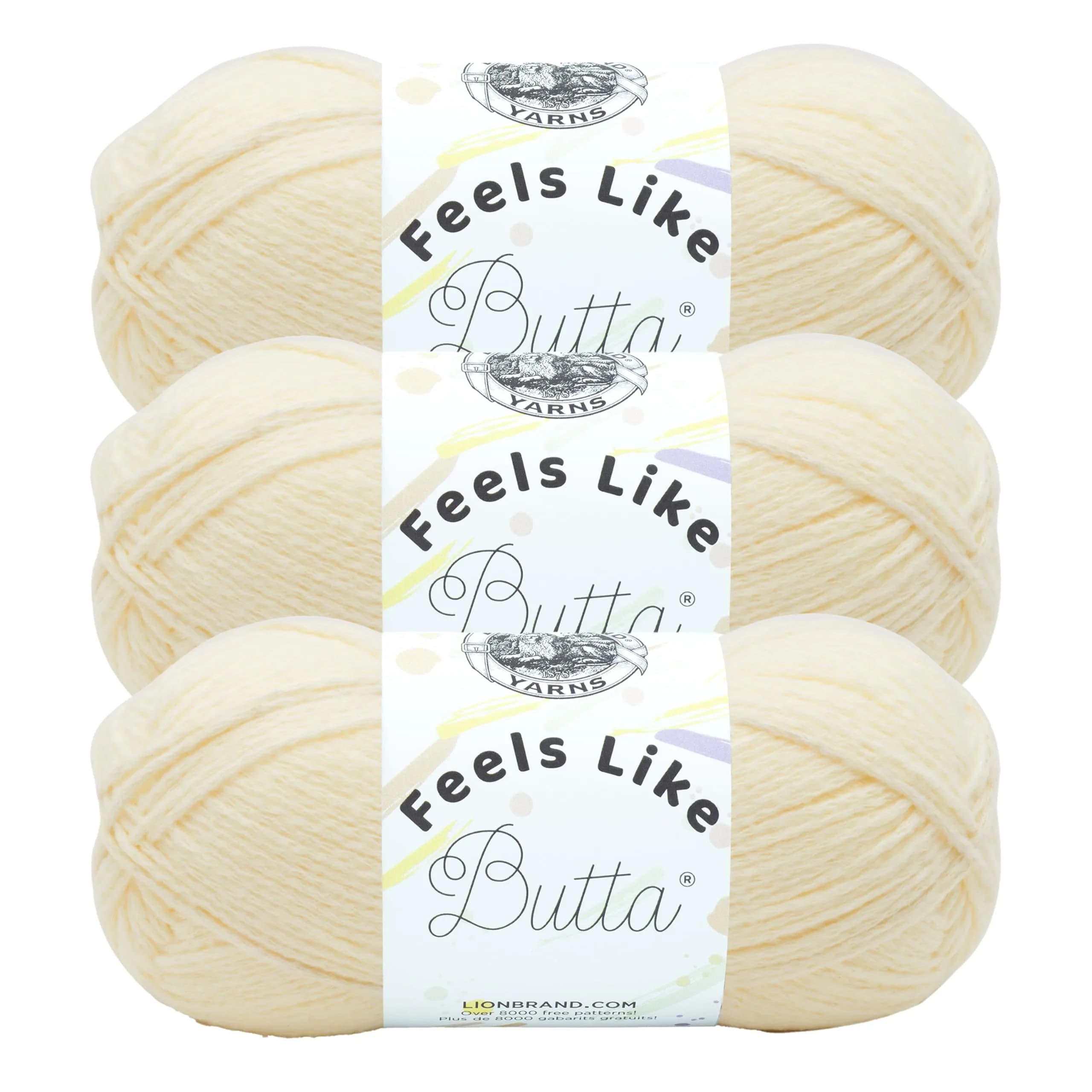 Lion Brand Feels Like Butta Yarn, Lemon Color, 3 Pack Crochet & Knitting Yarn, 100g Each | OEKO-TEX Certified Polyester - main product image