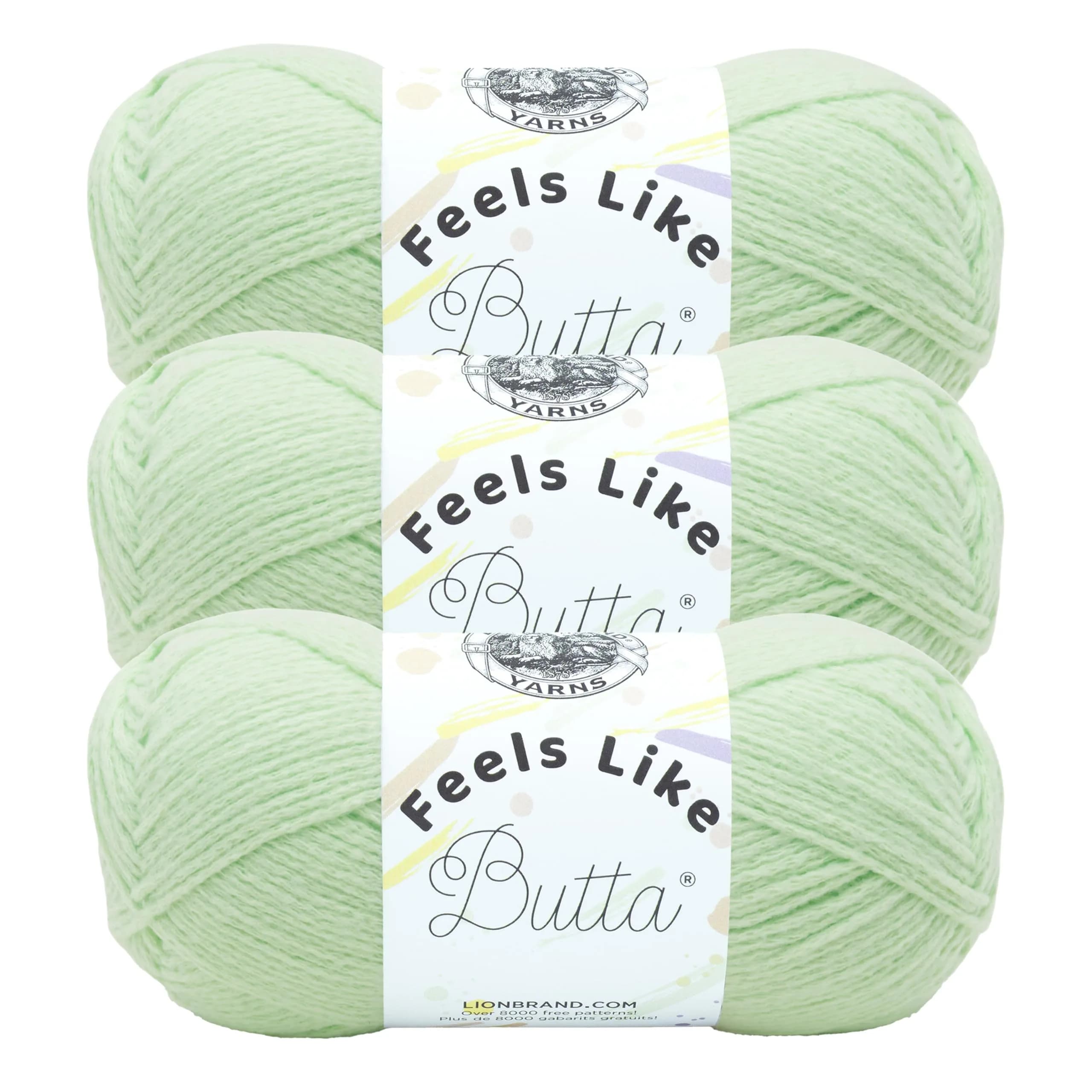 Lion Brand Yarn Feels Like Butta Crochet & Knitting Yarn, Mint, 3 Pack, 100g Each - main product image