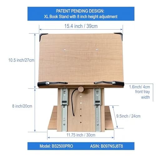 A+ BOOK STAND BS2500PRO XL Super Heavy Duty Book Stand 5.6 lb (2.54 kg) | Adjustable Height & Angle for Textbooks, Tablets, and Hands-Free Reading thumbnail 4