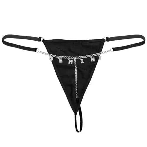 Guroenky Women Rhinestone 12 Constellation G-Thong | Gemini Zodiac Body Chain with Waist Chain (100 characters) thumbnail 1