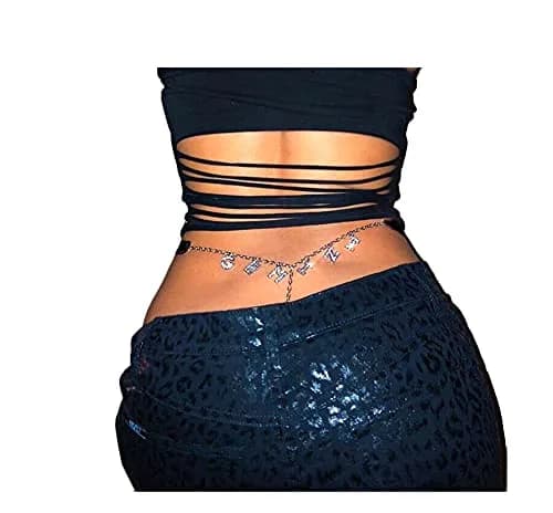 Guroenky Women Rhinestone 12 Constellation G-Thong | Gemini Zodiac Body Chain with Waist Chain (100 characters) thumbnail 2