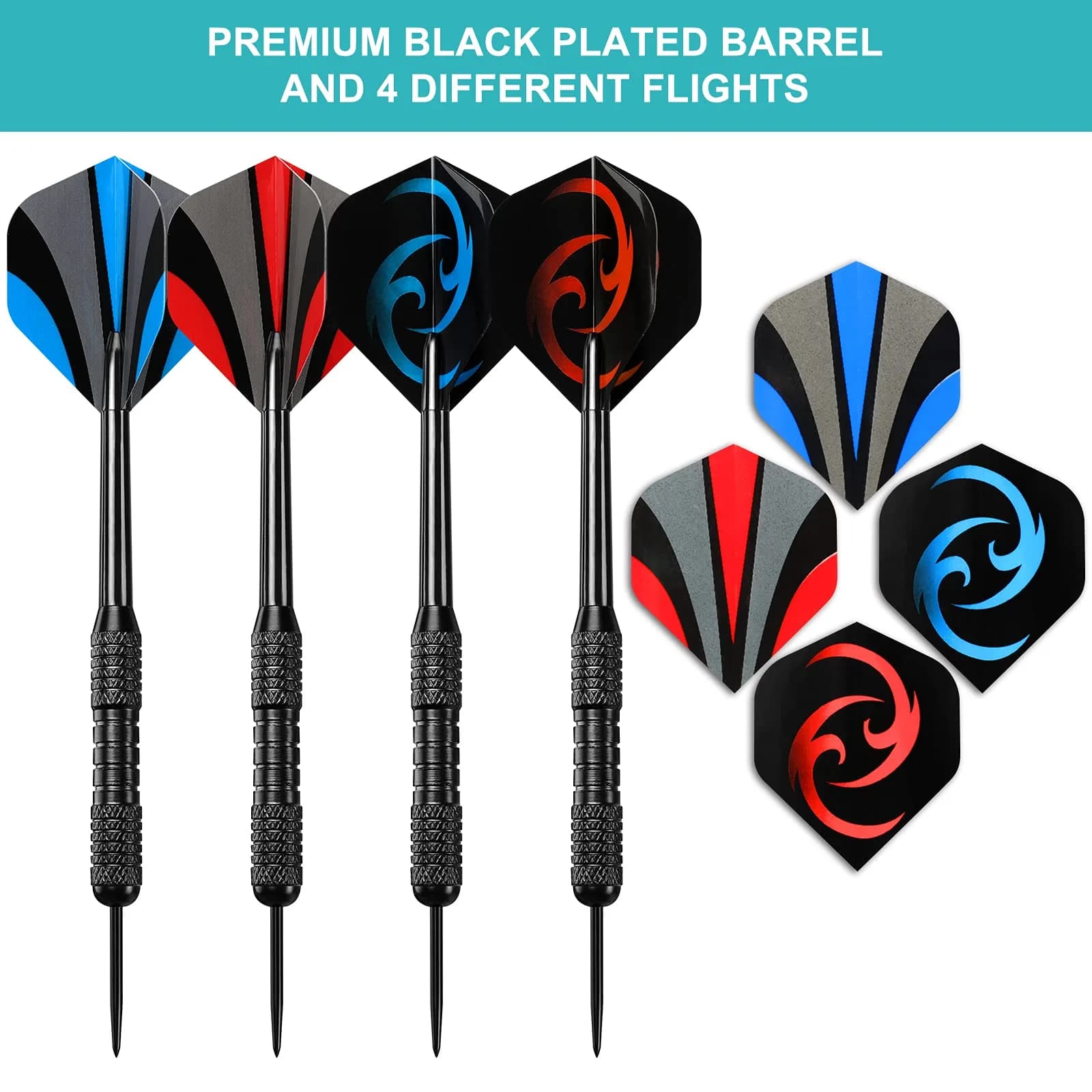 Accmor 24g Steel Tip Darts Set - Black Stripes, 12 Pack - view 2