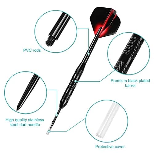 Accmor 12 Pack Steel Tip Darts Set, 24 Grams Professional Metal Darts with Protective Tip Covers | Darts for Electronic Boards thumbnail 3