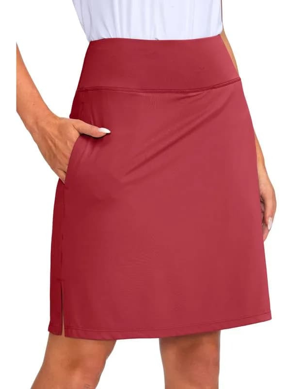 Viodia Women's 20" Knee Length Skorts with Pockets Red 3XL | Lightweight, UPF50+ for Active Women