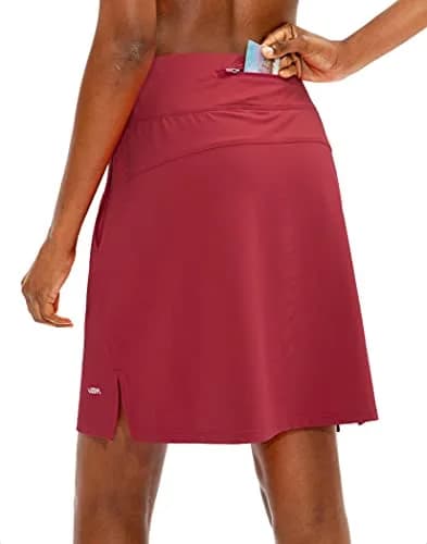 Viodia Women's 20" Knee Length Skorts with Pockets Red 3XL | Lightweight, UPF50+ for Active Women thumbnail 3