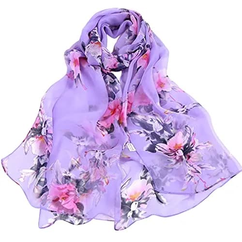 E-Clover Sheer Floral Scarf for Women 160cm x 50cm | Lightweight Chiffon Accessory thumbnail 1