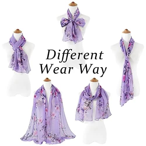E-Clover Sheer Floral Scarf for Women 160cm x 50cm | Lightweight Chiffon Accessory thumbnail 4