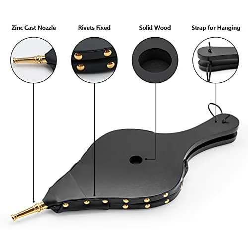 foedo Fireplace Bellows 19" x 8" | Durable Cast Nozzle & Hanging Strap thumbnail 3